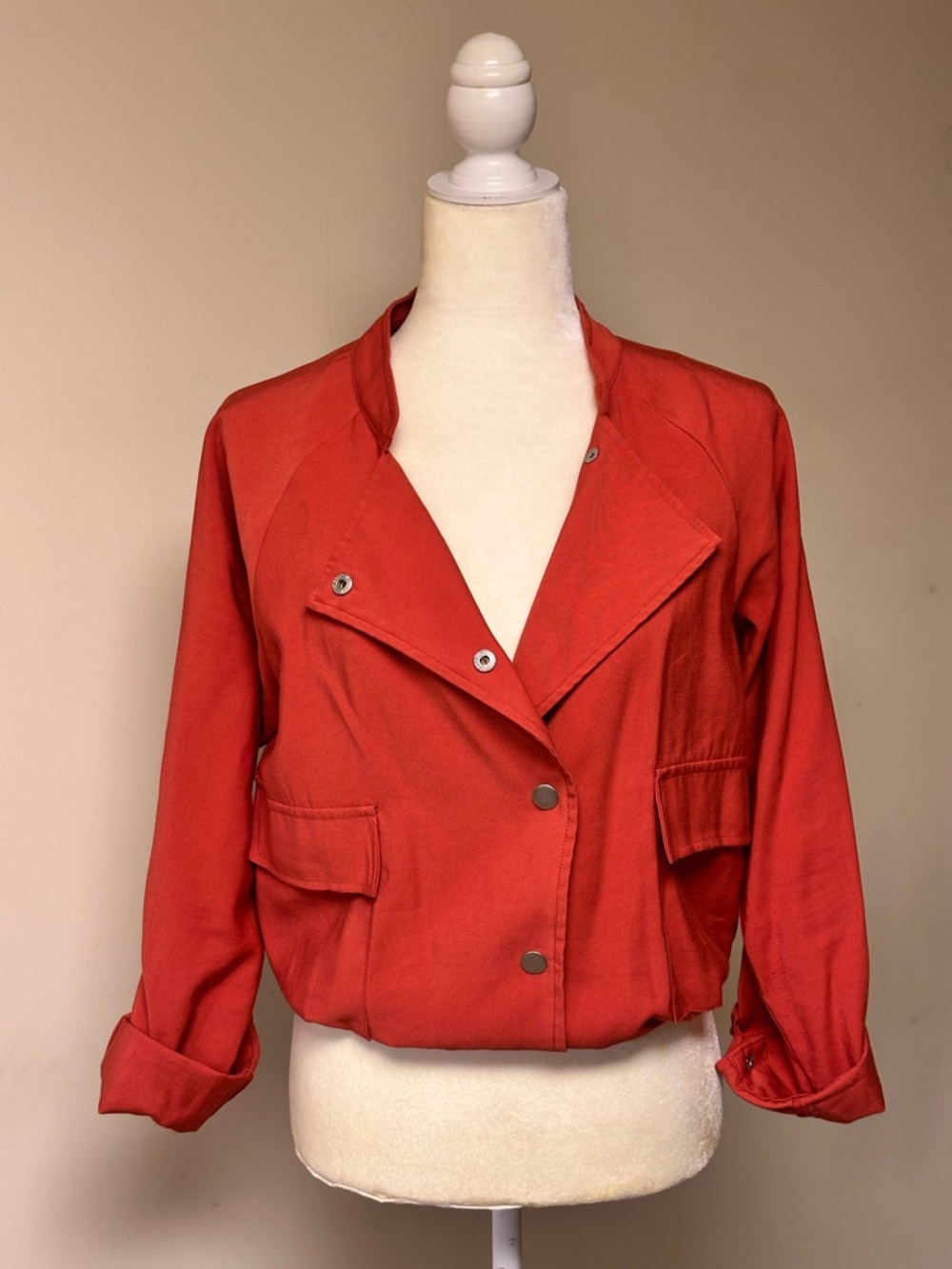 Orb Clothing Women's Burnt Orange Moto Inspired Bomber Jacket